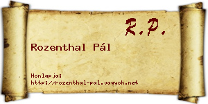 Rozenthal Pál névjegykártya